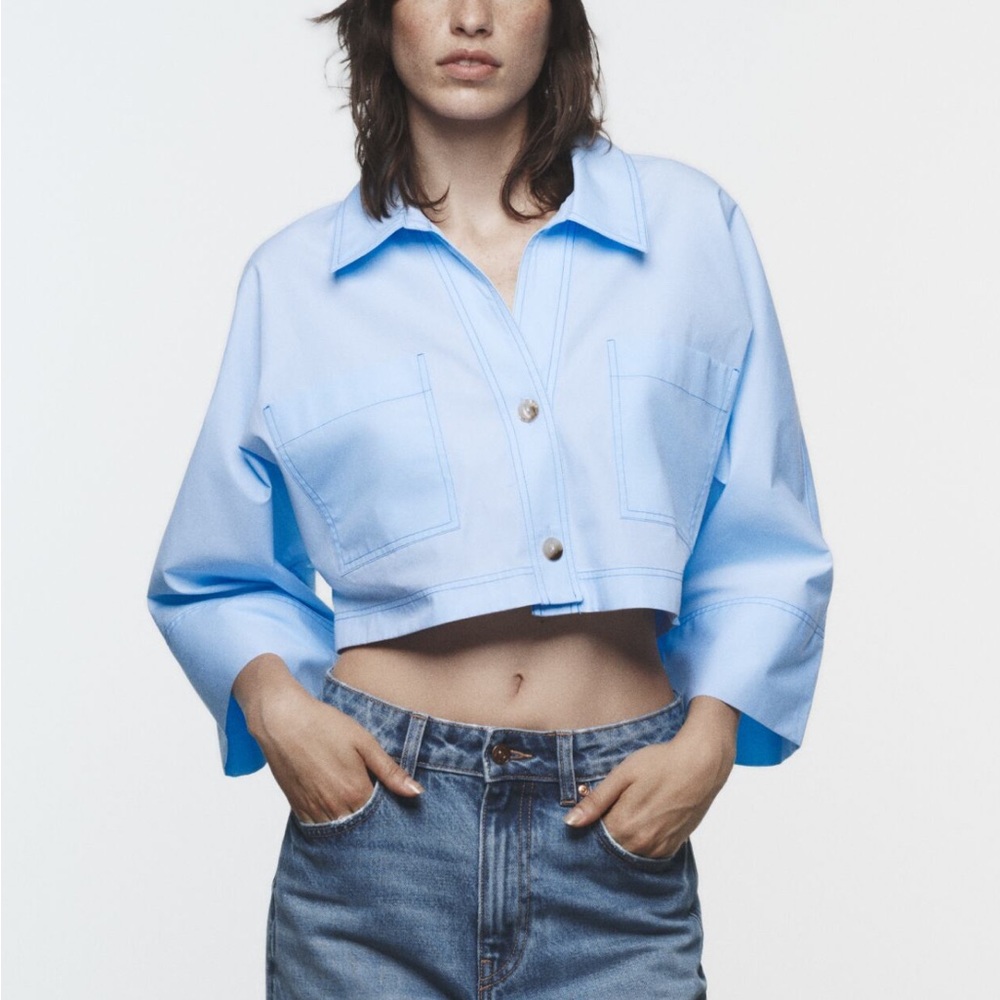ZARA CROP POPLIN SHIRT